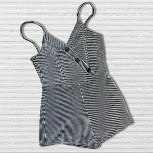Black and White Striped Romper - NWOT